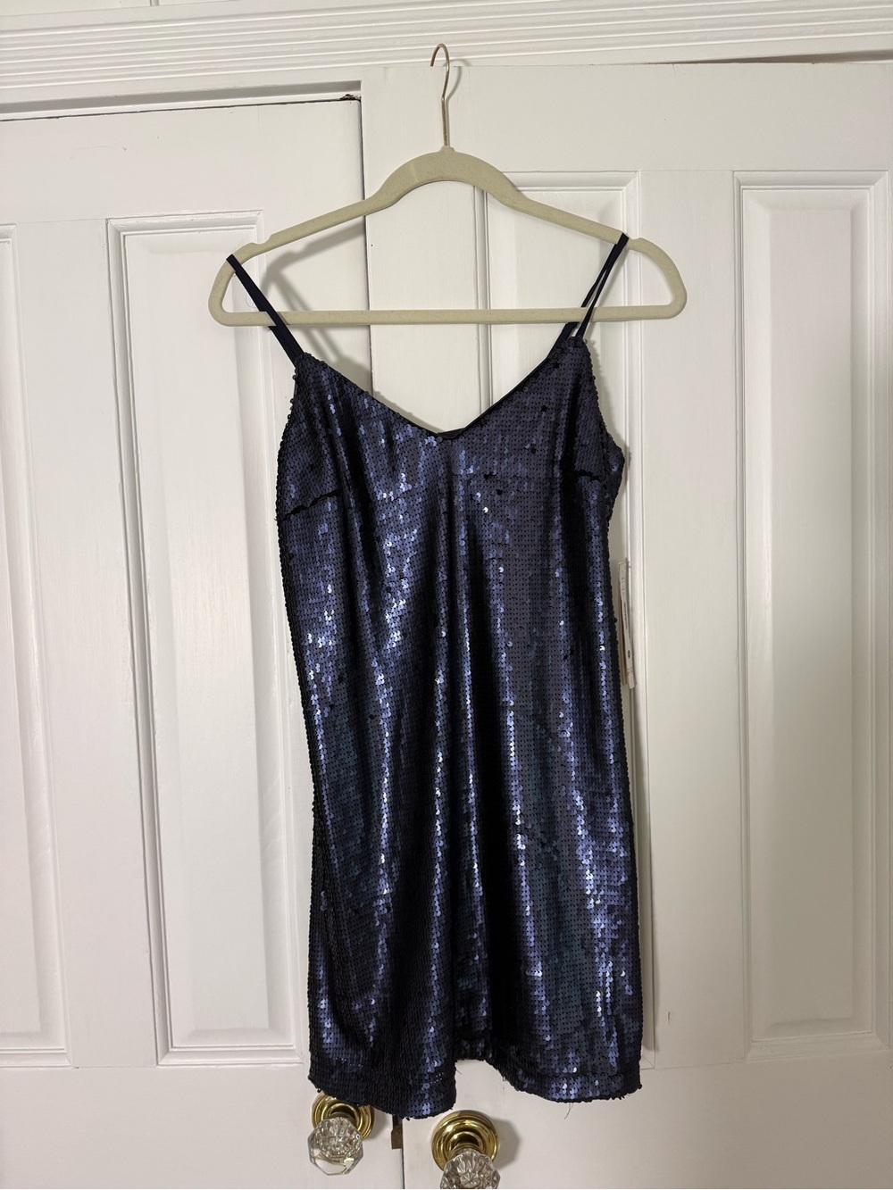 Aqua Navy Sequin Slip Mini Dress